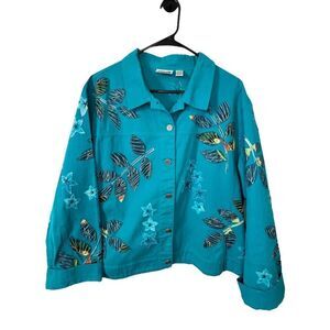 Vintage Chico’s Silk Embroidered Floral Jacket